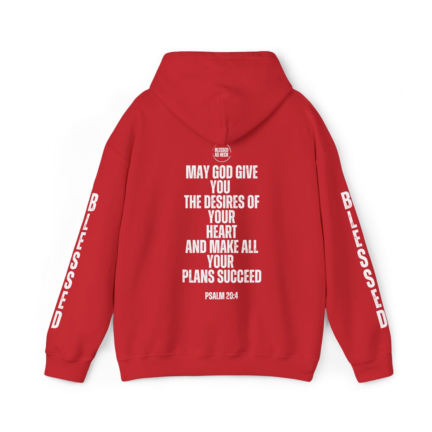 "I AM Blessed As Heck" Hoodie (White Letters & Sleeve Print)