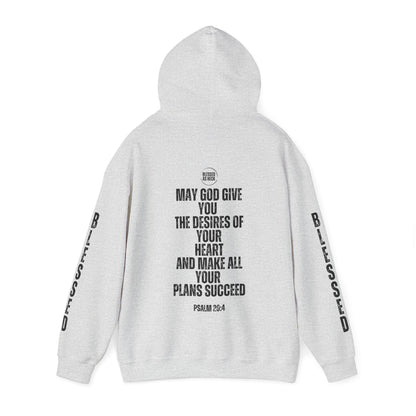 "I AM Blessed As Heck" Hoodie (Black Letters & Sleeve Print)