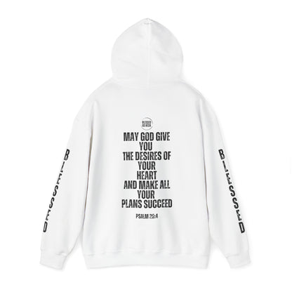 "I AM Blessed As Heck" Hoodie (Black Letters & Sleeve Print)