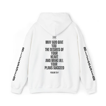 "I AM Blessed As Heck" Hoodie (Black Letters & Sleeve Print)