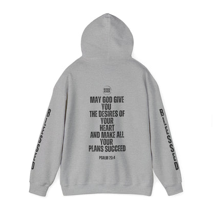 "I AM Blessed As Heck" Hoodie (Black Letters & Sleeve Print)