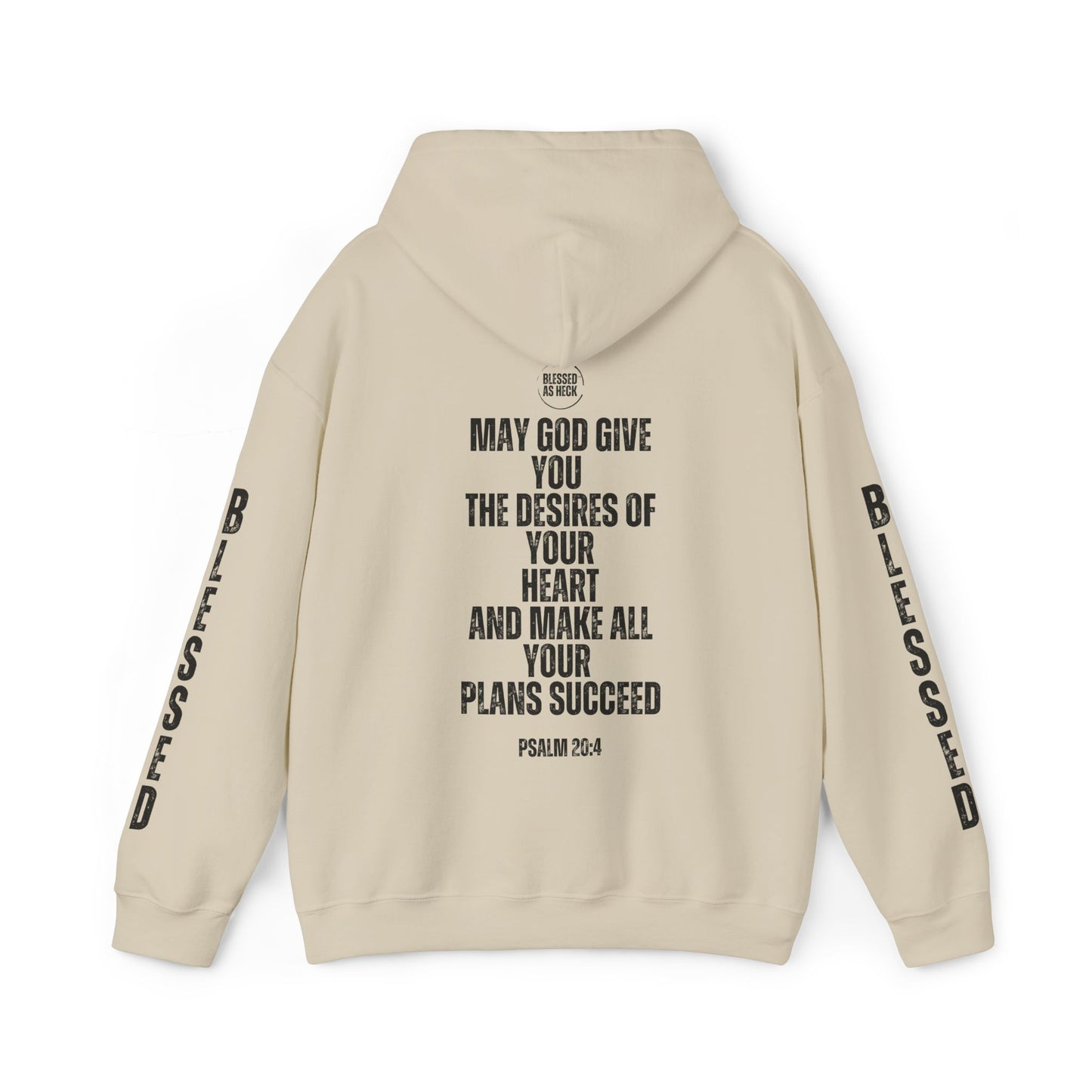 "I AM Blessed As Heck" Hoodie (Black Letters & Sleeve Print)