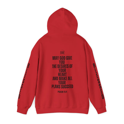 "I AM Blessed As Heck" Hoodie (Black Letters & Sleeve Print)