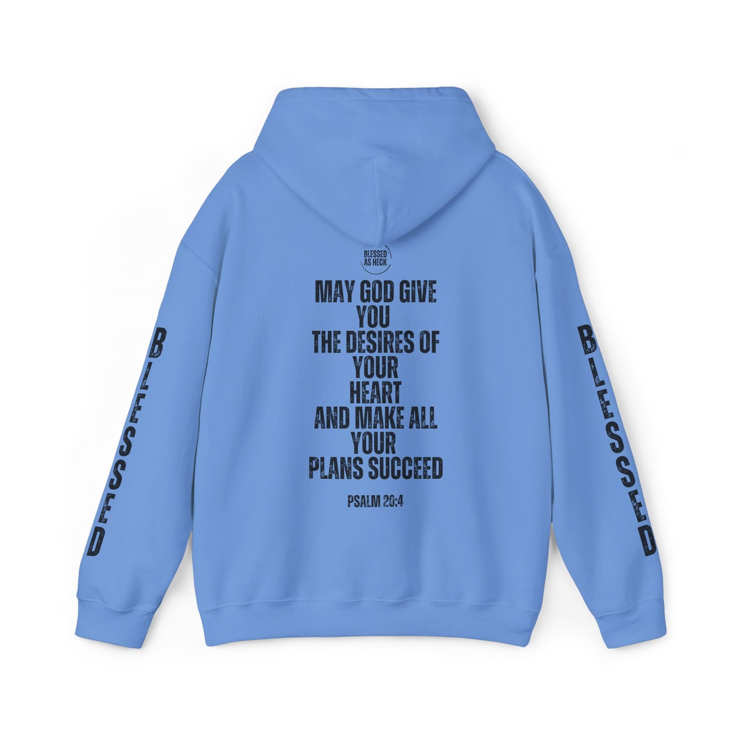 "I AM Blessed As Heck" Hoodie (Black Letters & Sleeve Print)