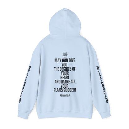 "I AM Blessed As Heck" Hoodie (Black Letters & Sleeve Print)