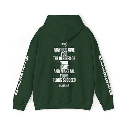 "I AM Blessed As Heck" Hoodie (White Letters & Sleeve Print)