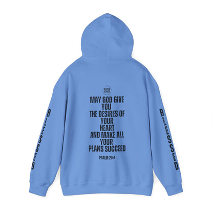 "I AM Blessed As Heck" Hoodie (Black Letters & Sleeve Print)