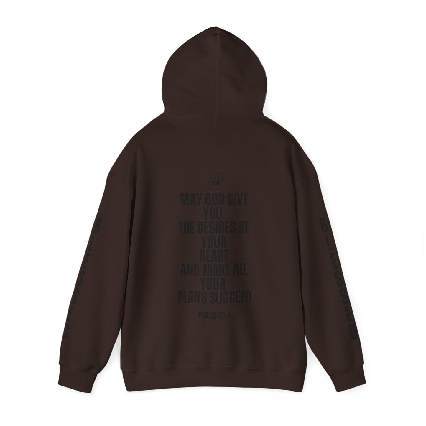 "I AM Blessed As Heck" Hoodie (Black Letters & Sleeve Print)