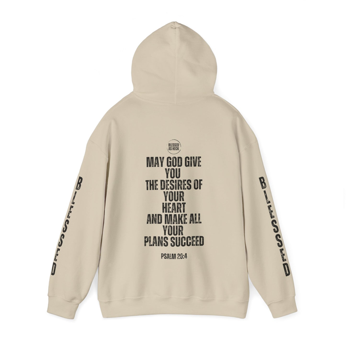 "I AM Blessed As Heck" Hoodie (Black Letters & Sleeve Print)