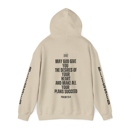 "I AM Blessed As Heck" Hoodie (Black Letters & Sleeve Print)