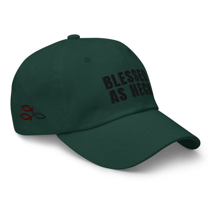 "Blessed As Heck" Dad hat (BLACK Letters )