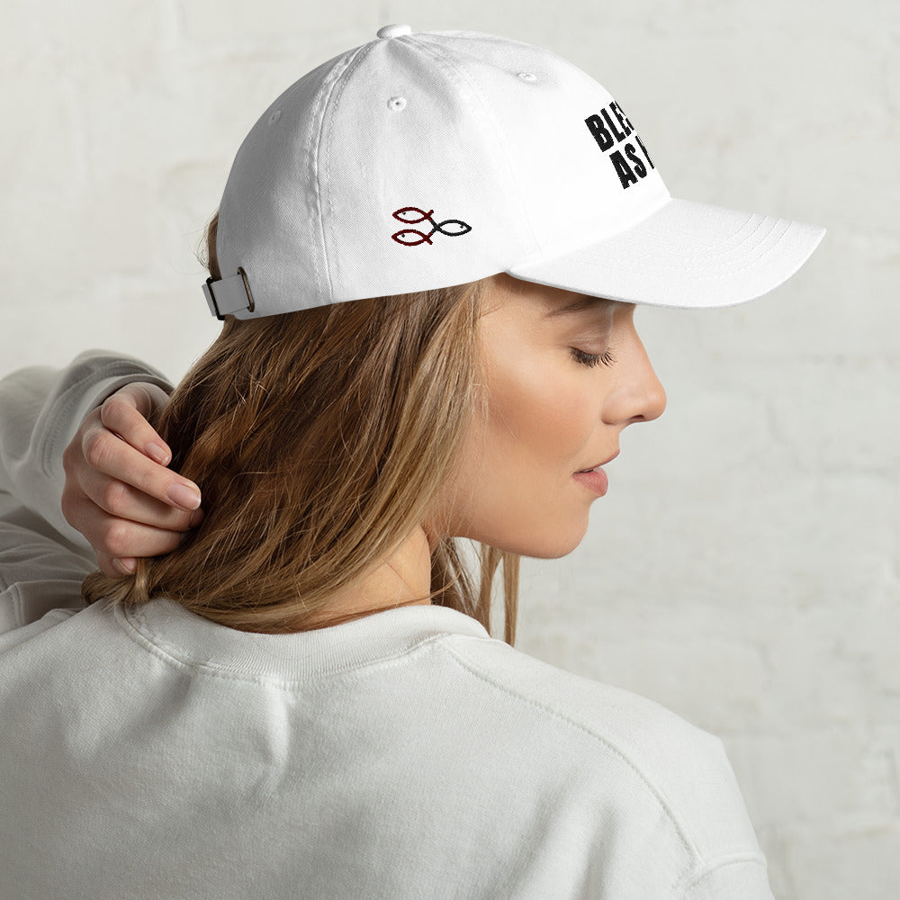 "Blessed As Heck" Dad hat (BLACK Letters )