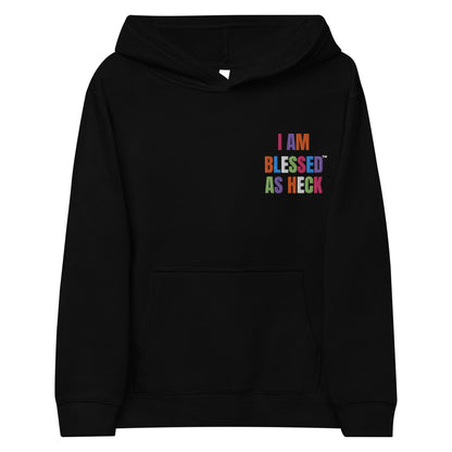 "I Am Blessed As Heck" Embroidered Kids fleece hoodie (Color Combo #1)