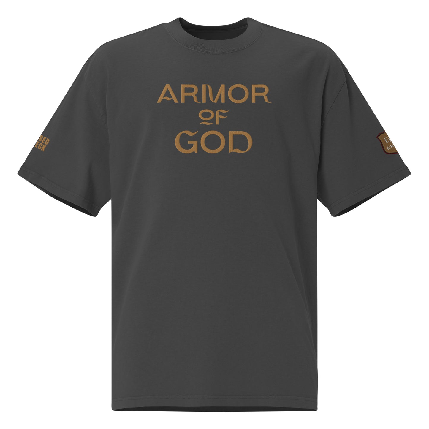 "Armor of God" Embroidered Oversized faded t-shirt