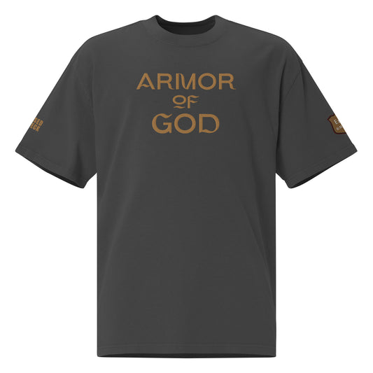 "Armor of God" Embroidered Oversized faded t-shirt