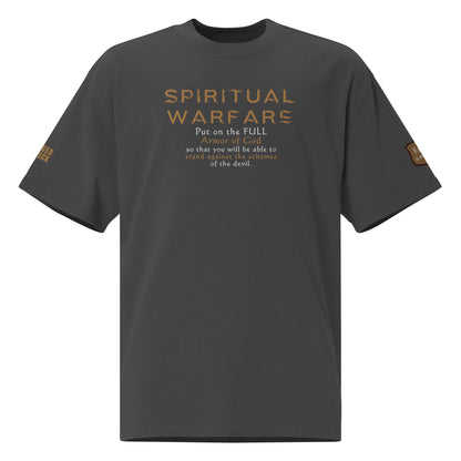 "Spiritual Warfare" Embroidered Oversized faded t-shirt