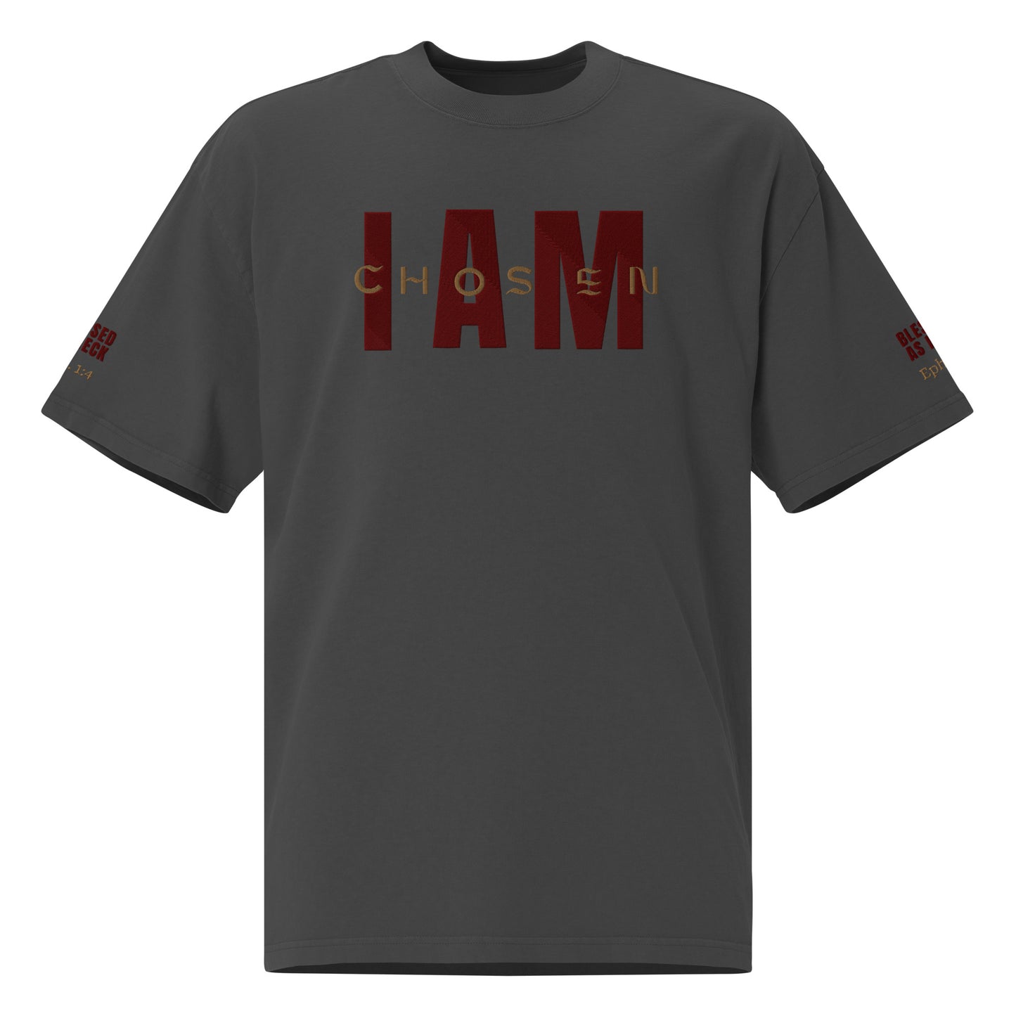 "I Am Chosen" Embroidered Oversized faded t-shirt