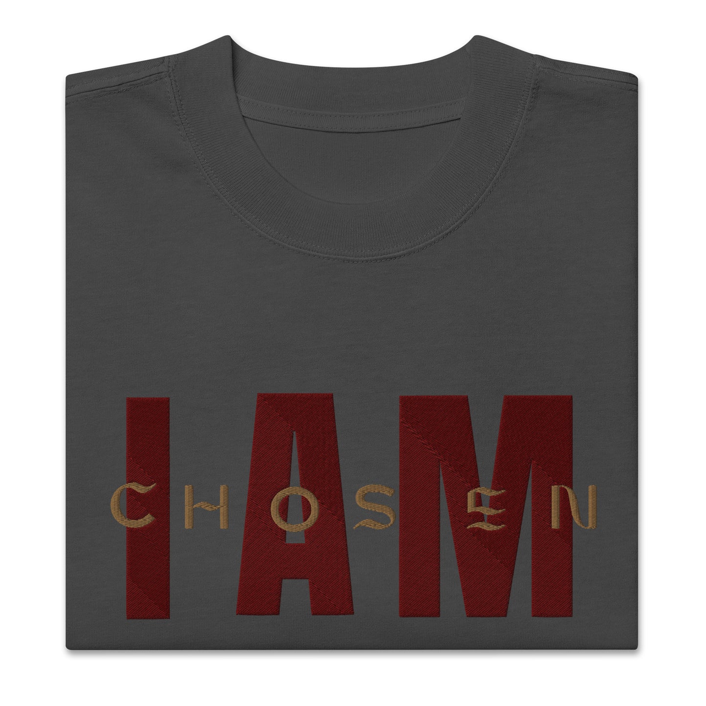 "I Am Chosen" Embroidered Oversized faded t-shirt