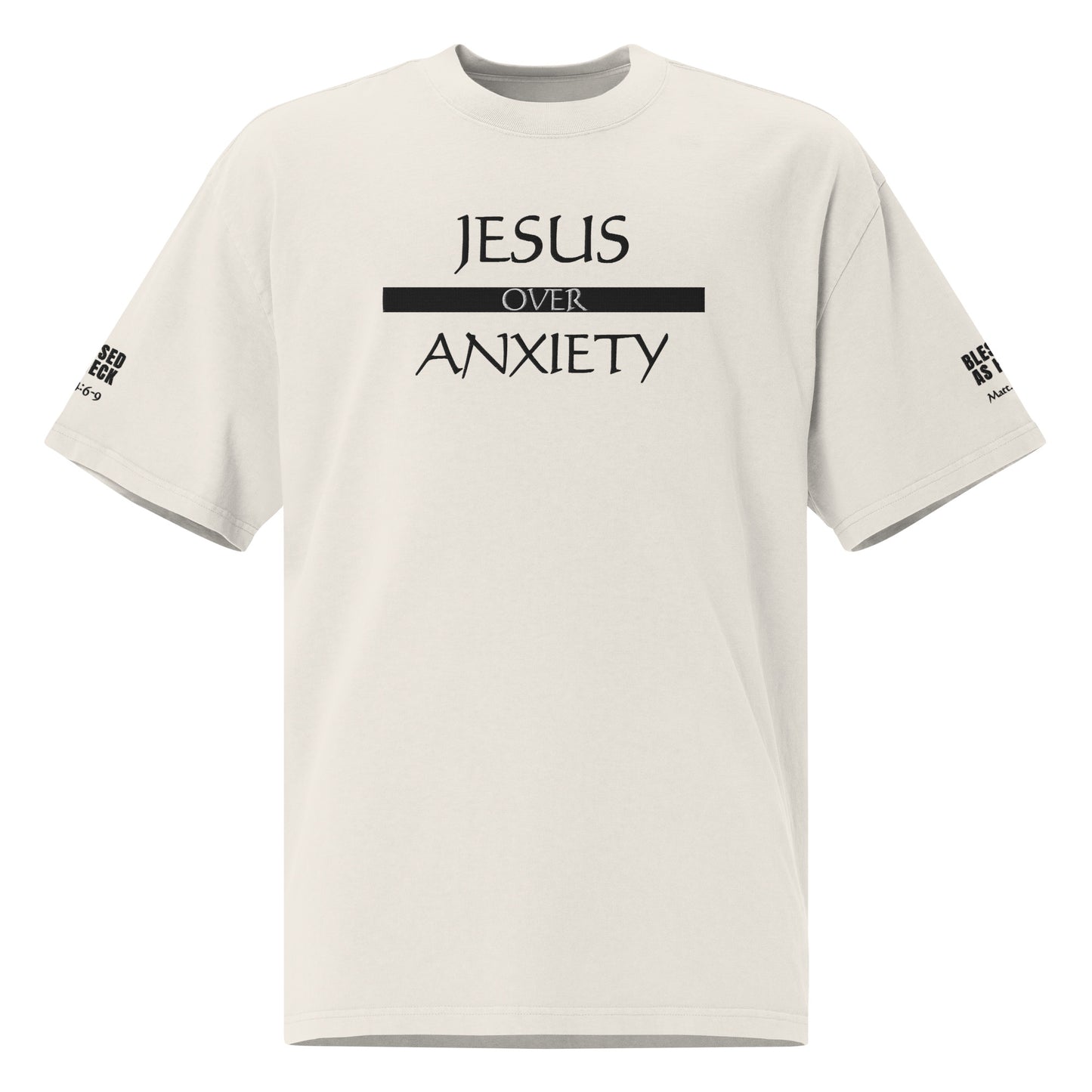 "Jesus Over Anxiety" Embroidered Oversized faded t-shirt