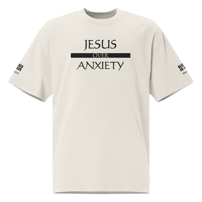 "Jesus Over Anxiety" Embroidered Oversized faded t-shirt