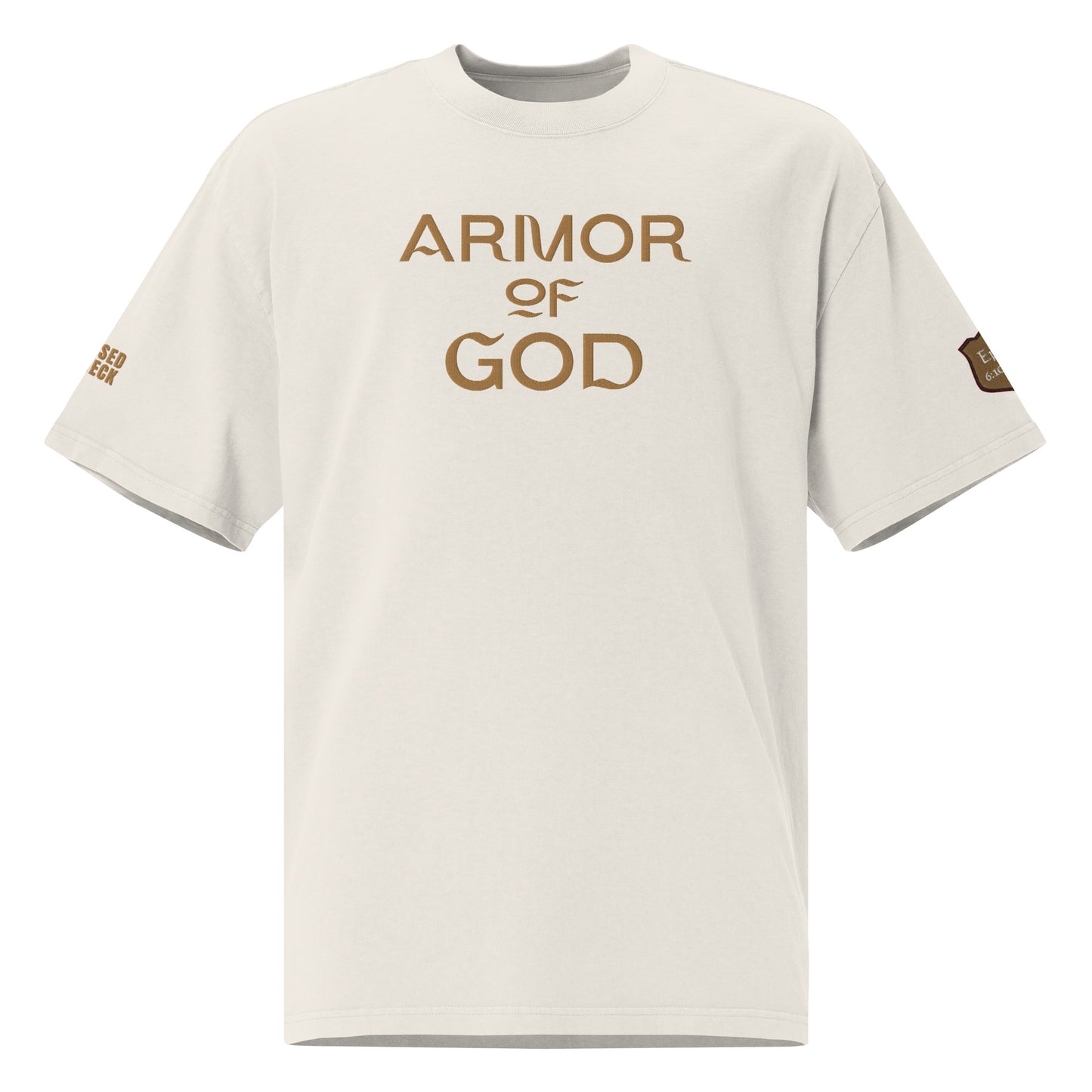 "Armor of God" Embroidered Oversized faded t-shirt