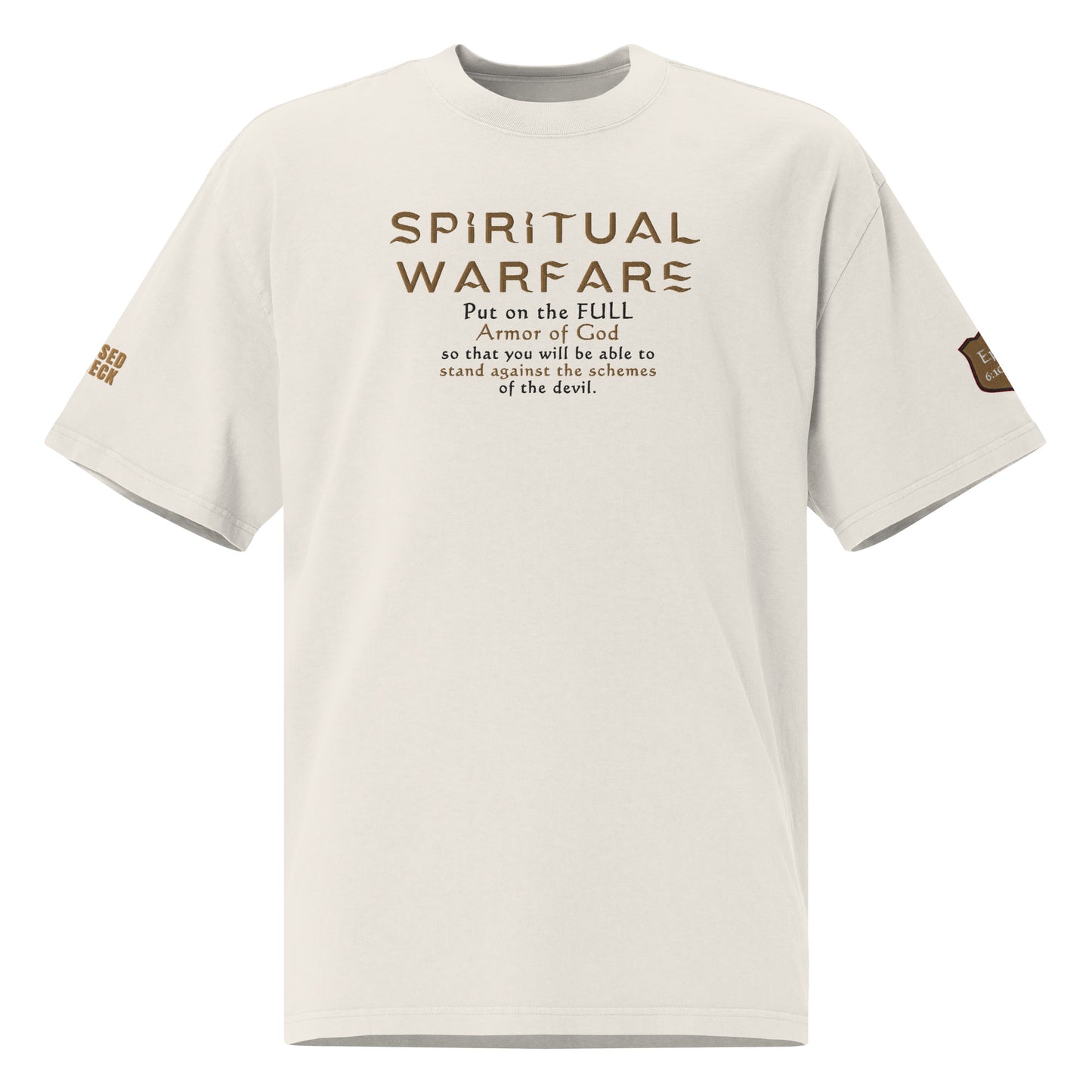 "Spiritual Warfare" Embroidered Oversized faded t-shirt