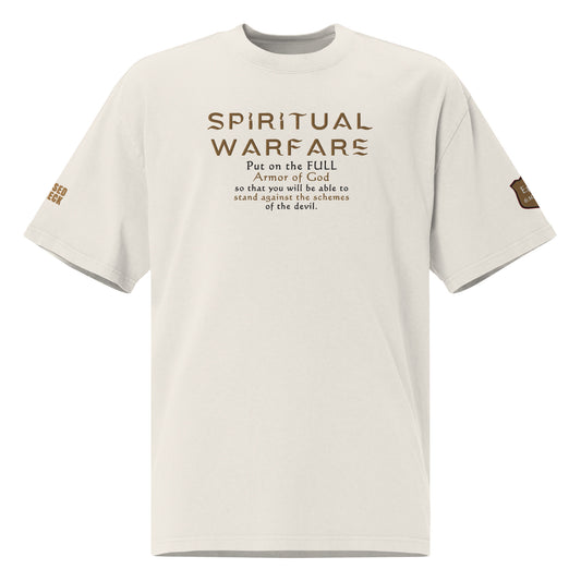 "Spiritual Warfare" Embroidered Oversized faded t-shirt