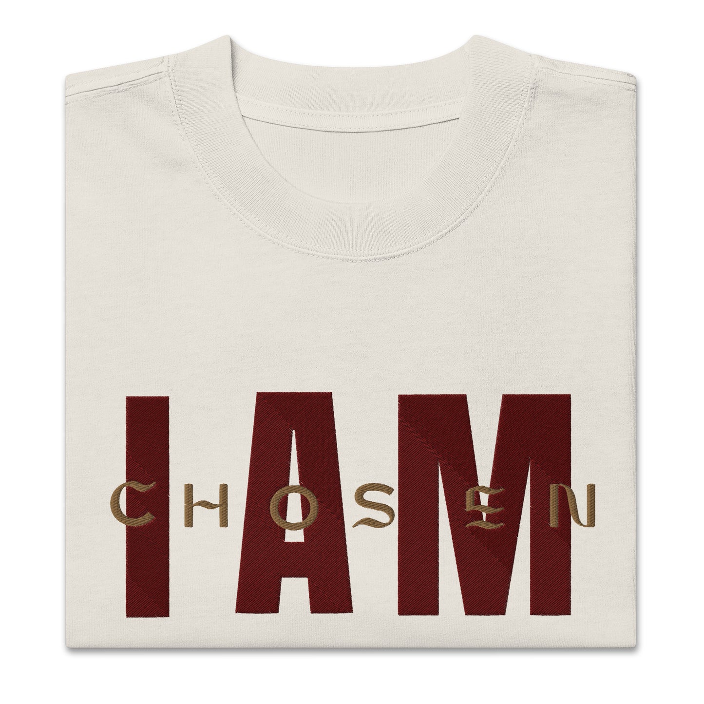 "I Am Chosen" Embroidered Oversized faded t-shirt