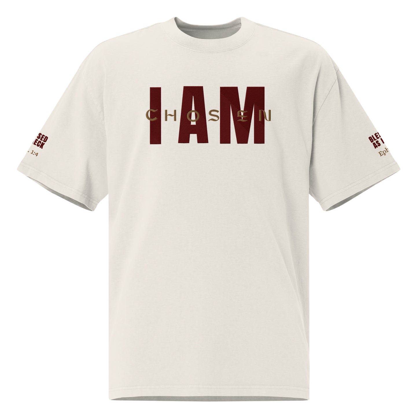 "I Am Chosen" Embroidered Oversized faded t-shirt