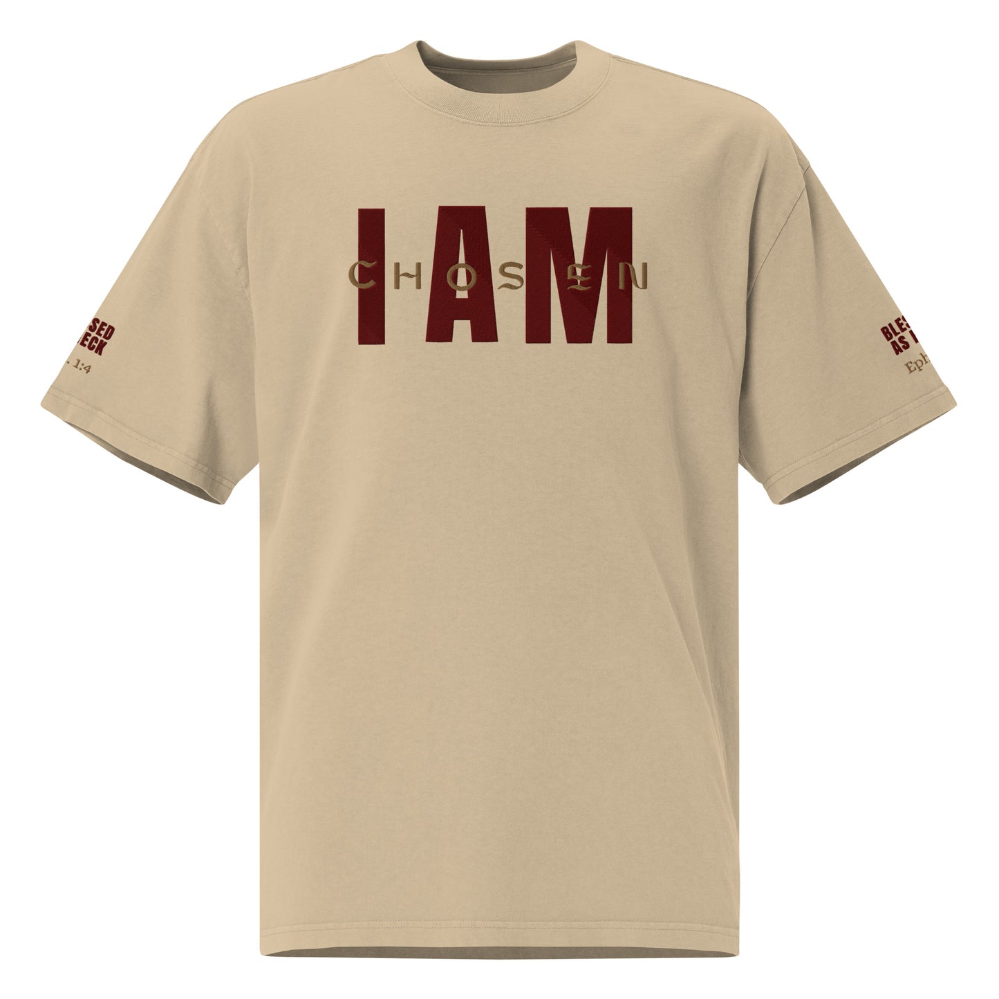 "I Am Chosen" Embroidered Oversized faded t-shirt