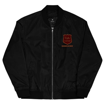 "Armor of God" Premium bomber jacket (Old Gold Letters)