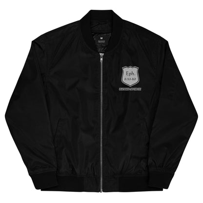 " Armor of God" Premium bomber jacket (Silver Letters)