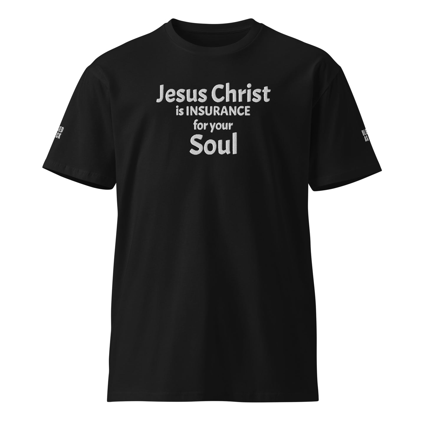 "Jesus Christ is Insurance for Your Soul" Embroidered Unisex premium T-shirt