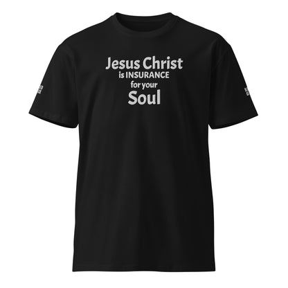 "Jesus Christ is Insurance for Your Soul" Embroidered Unisex premium T-shirt