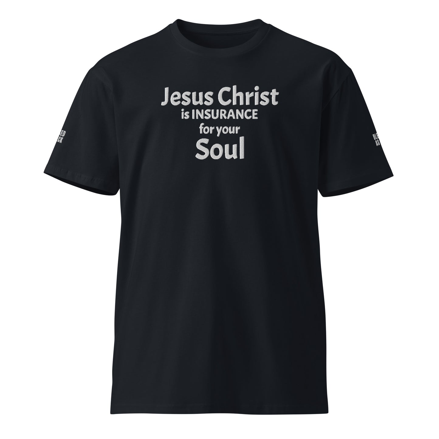 "Jesus Christ is Insurance for Your Soul" Embroidered Unisex premium T-shirt