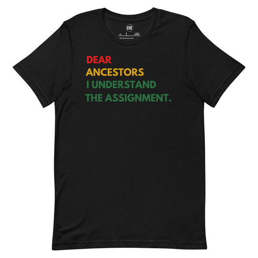 "Dear Ancestors I Understand The Assignment"Unisex t-shirt