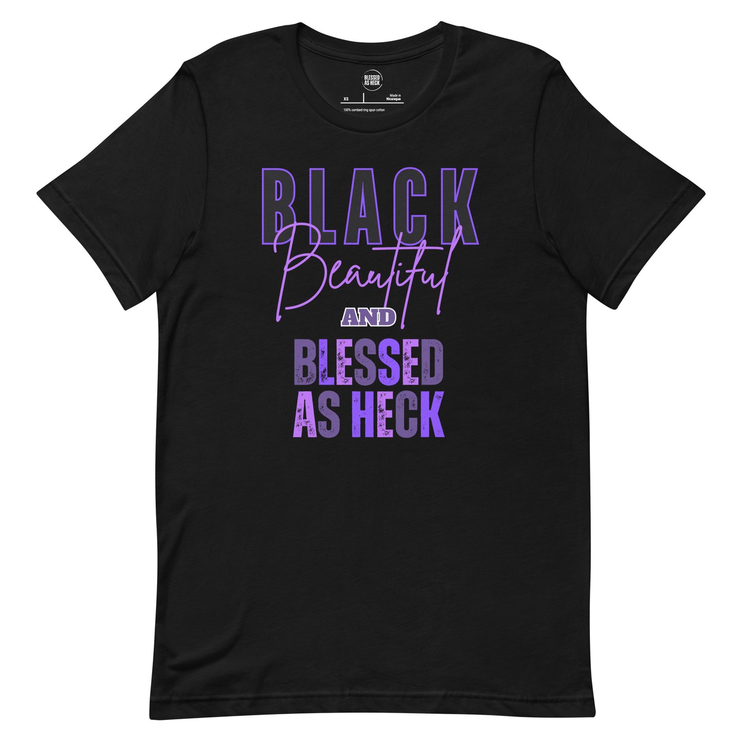 "Black Beautiful and Blessed As Heck" Unisex t-shirt (PURPLE)