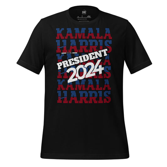 Kamala Harris for President 2024 (American Flag Letters) Unisex t-shirt