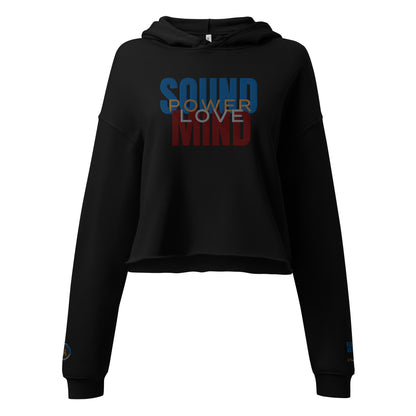 "Power Love Sound Mind" Embroidered Crop Hoodie