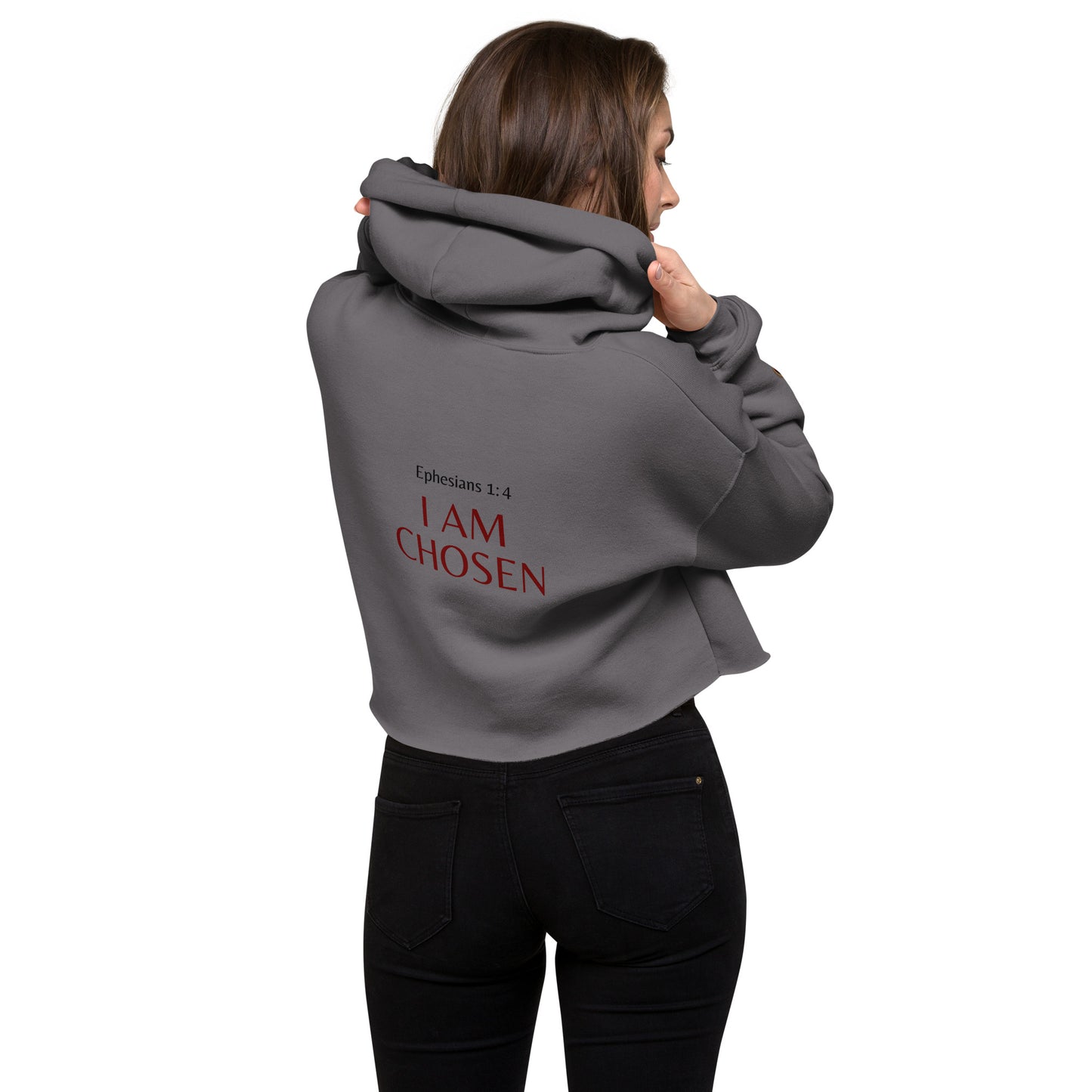 "I Am Chosen" Embroidered Crop Hoodie