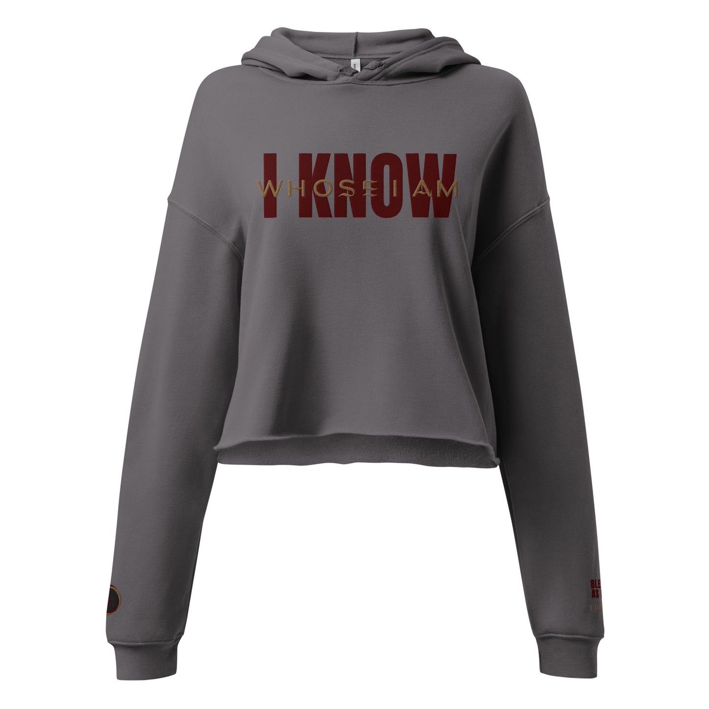 "I Know Whose I Am" Embroidered Crop Hoodie