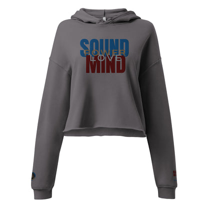 "Power Love Sound Mind" Embroidered Crop Hoodie